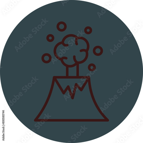 Volcano Grey Red Line Circle Icon Line Circle Icon