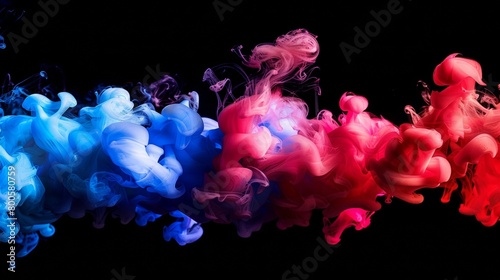 colorful background,Colors ink splashing in water isolated on black background,White, blue and red watercolor ink in water. Abstract background. Cool trending screensaver.Abstract colourful smoke real
