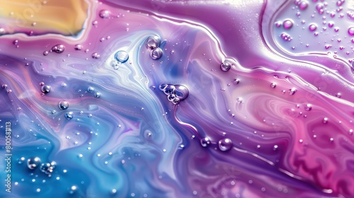abstract wallpaper with textured colorful liquids with bubbles, nice viscosity and fluidity 