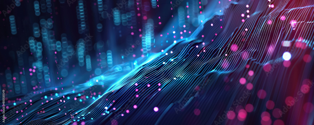 Digital abstract background. Can be used for technological processes, neural networks and AI, digital storages, sound and graphic forms, science, education, etc.