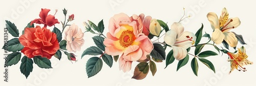 flower illustration banner with a vintage look 
