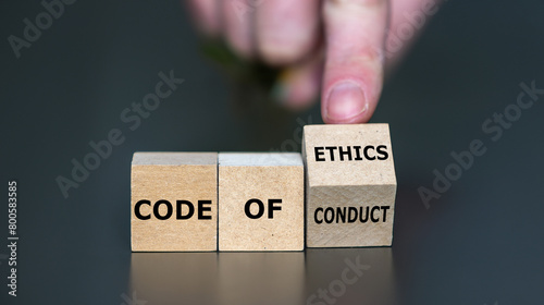Cubes form the expression 'code of conduct' and 'code of ethics'.