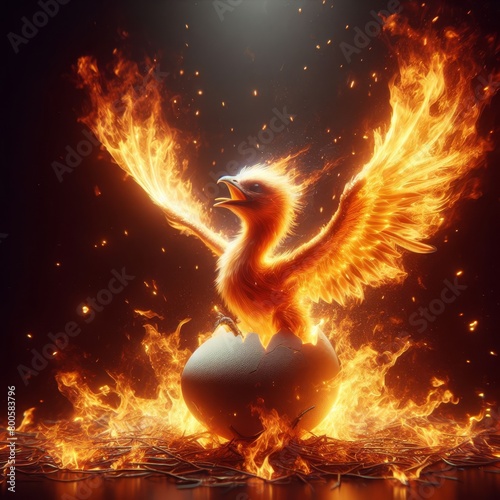 phoenix on fire on white © Садыг Сеид-заде