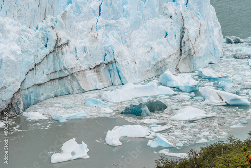 Parcial view of large glacier Perito Moreno in the Lake Argentino.