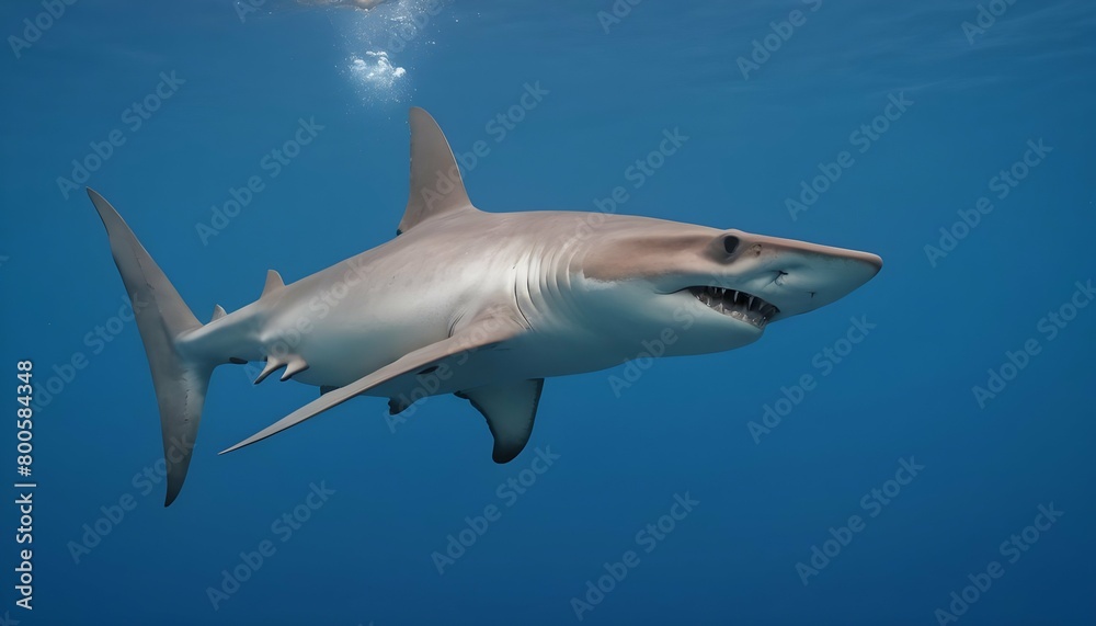 A Hammerhead Shark Swimming Gracefully In Open Wat Upscaled 4