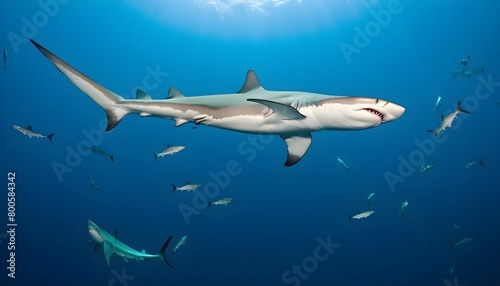 A Hammerhead Shark Circling A Bait Ball Upscaled 11 photo
