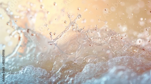 A mesmerizing image showcasing the intricate dance of water droplets caught in a moment of golden sunlight