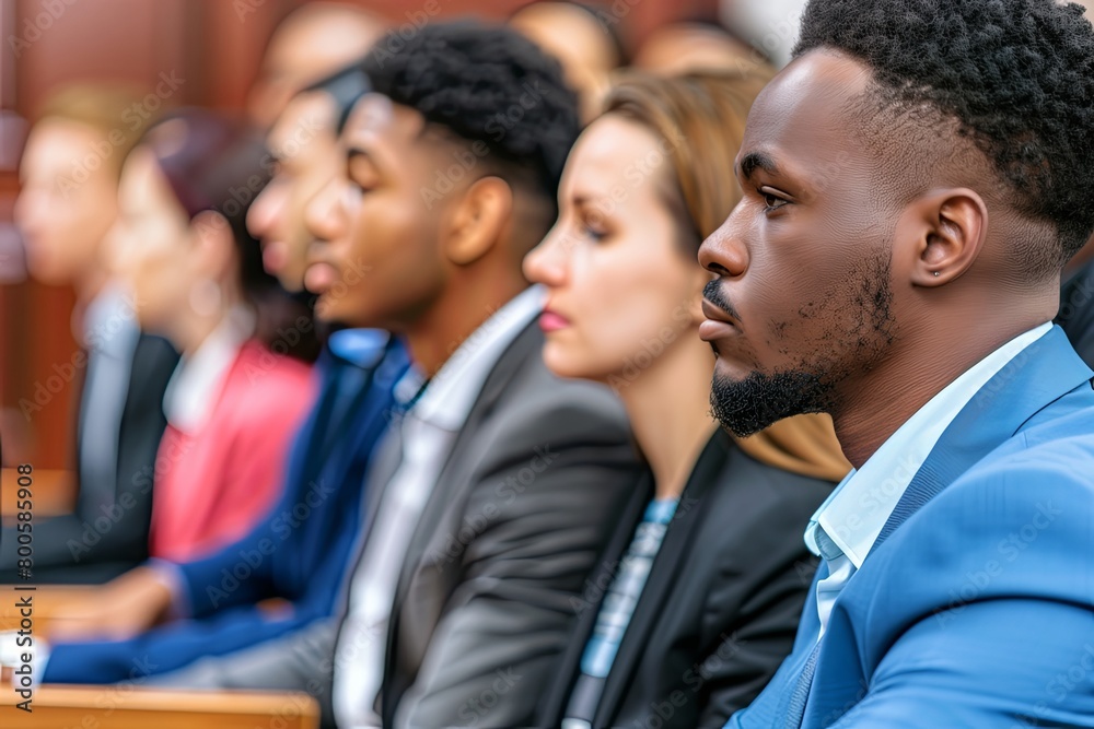 jurors and witnesses in the courtroom. Judge and many people in the assembly hall. Trial. Litigation. Lawsuit jurors and witnesses in the courtroom. Judge and many people in the assembly hall. Trial. Litigation. Lawsuit