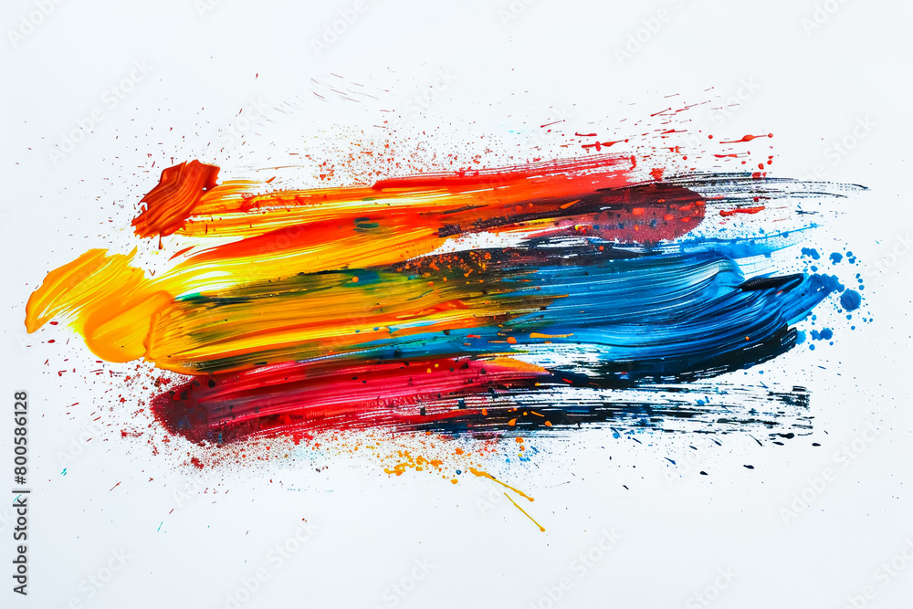 A vivid paint art created with brush strokes using multiple colorful inks (red, blue, yellow, etc) with copy space. For wallpaper or design material. Uneven texture created by brush strokes A vivid paint art created with brush strokes using multiple colorful inks (red, blue, yellow, etc) with copy space. For wallpaper or design material. Uneven texture created by brush strokes