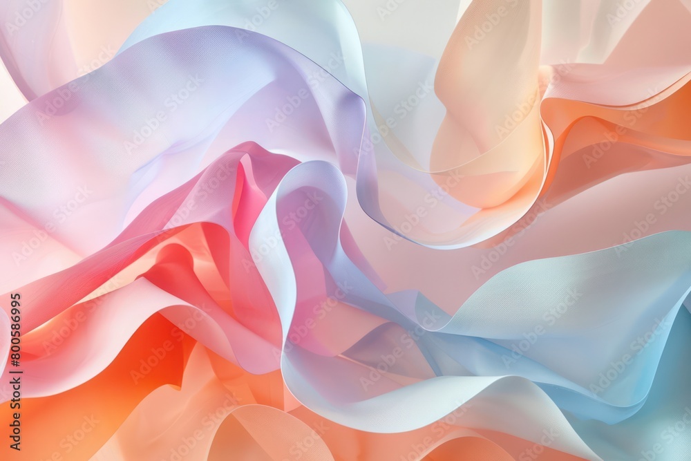 Fototapeta premium Vibrant multi-colored silk fabric waves provide a soft texture and evoke a sense of luxury and elegance, suited for background or design element