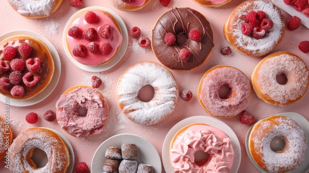 donuts wallpaper arranged in full background and top view, realistic and colorful
donuts wallpaper arranged in full background and top view, realistic and colorful