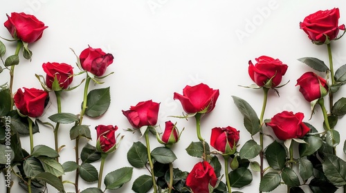 red roses wallpaper with blank space on a white background 