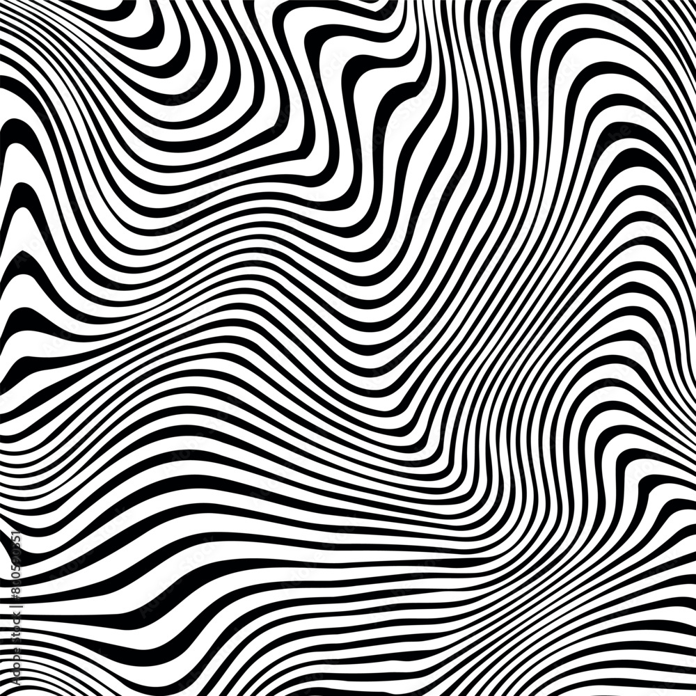Linear Waves: Black Lines on White Background Linear Waves: Black Lines on White Background