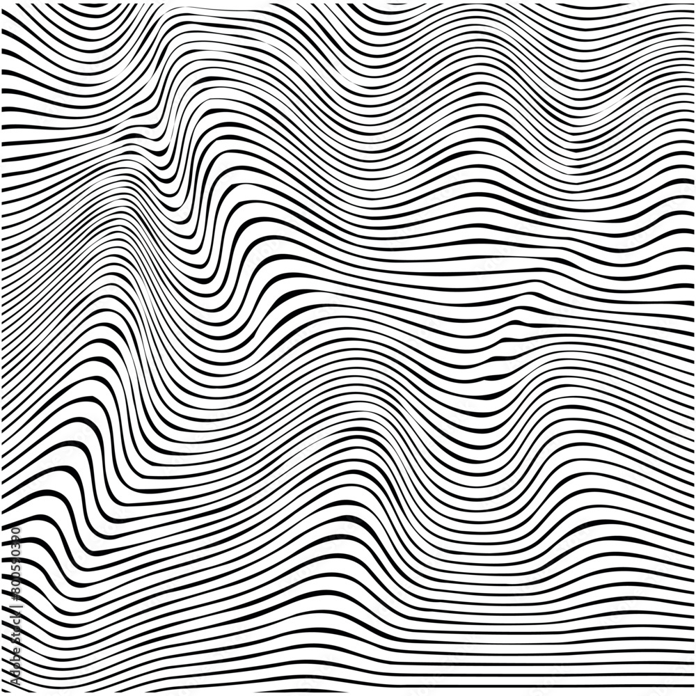 Linear Waves: Black Lines on White Background Linear Waves: Black Lines on White Background