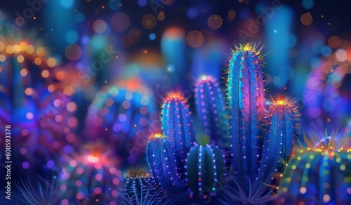 cactus alumbrados con luces de neón. Símbolo Méjico photo