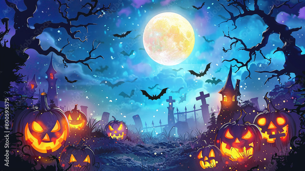 Fototapeta premium halloween background with pumpkins