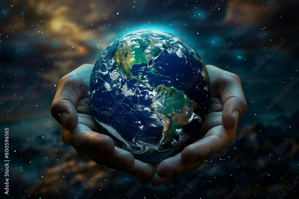 Abstract design of earth in hands Abstract design of earth in hands