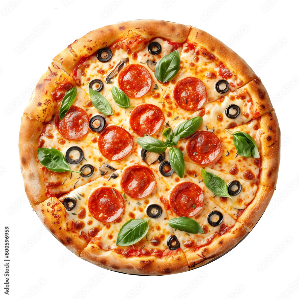 isolated pizza, top view isolated pizza, top view