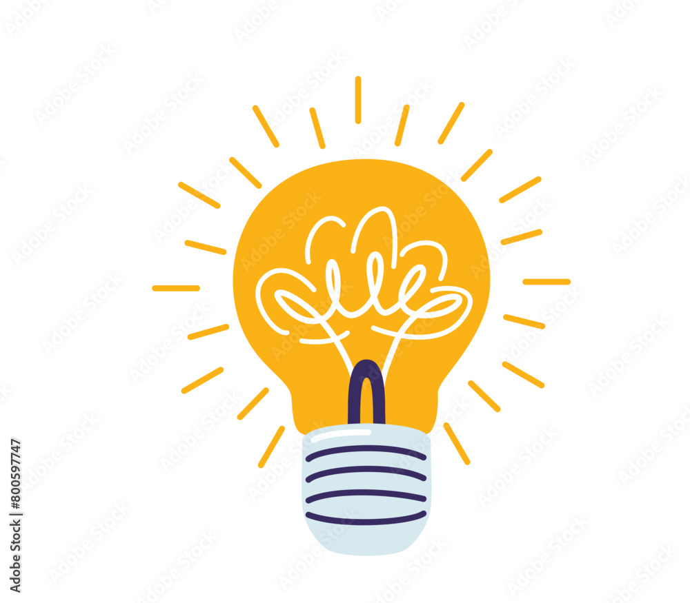Fototapeta premium Light bulb vector illustration. Idea line solution isolated on white
