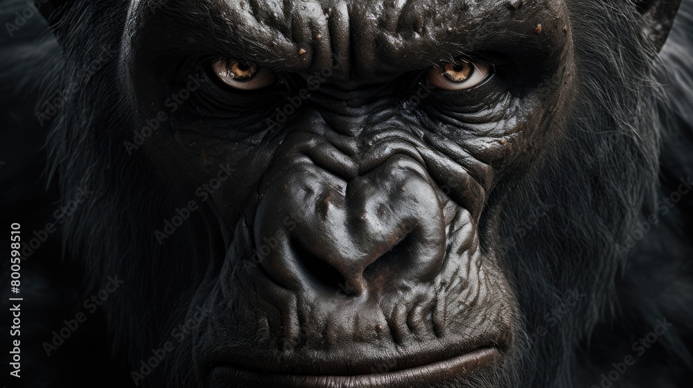 a picture wise and gentle gorilla, emphasizing its expressive eyes and powerful physique