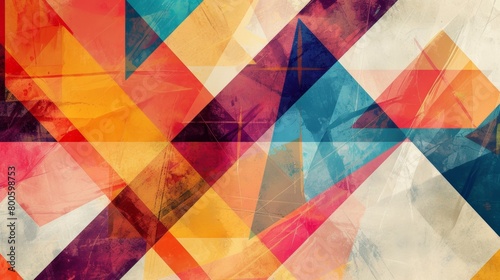 Abstract geometric pattern with colorful triangles and textures