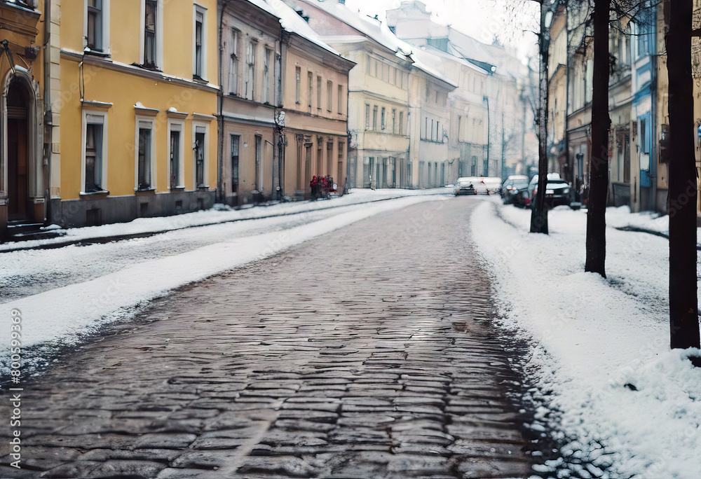 'snow November covered Ukraine Lviv street Lviv Winter Car Sky Travel House City Landscape Building Clouds White Architecture Vacation Holiday Old Europe Castle Urban Cityscape Tourism Medieval'
