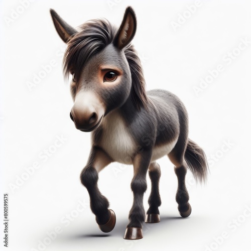 close up of a donkey on white