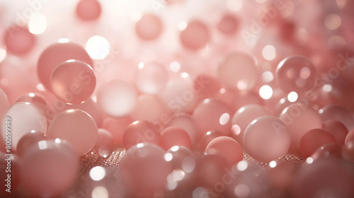 glowing pink spheres with reflective particles, close-up, background of soft bubbles  © G_Art