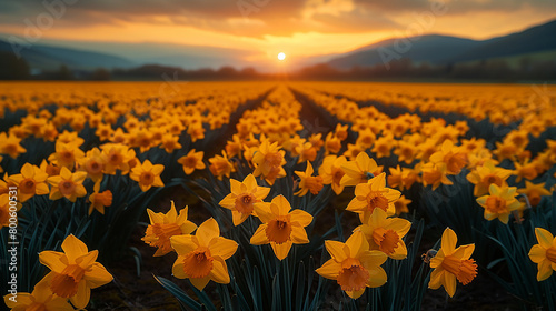 A vibrant field of daffodils heralding the arrival of spring © Aniqa