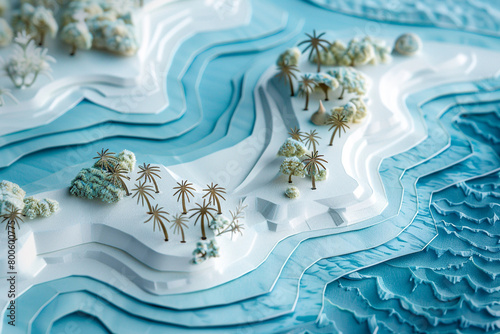 Aerial view of Maldives islands meticulously crafted as a paper cut art showcasing the archipelagos natural charm  photo