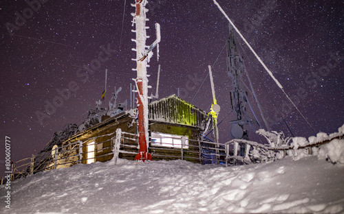 Weather Station in the night. Ceahlau Toaca, Romania