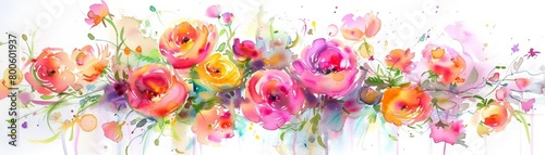 Longlasting flowers endure the summer, watercolor painting on a white background photo