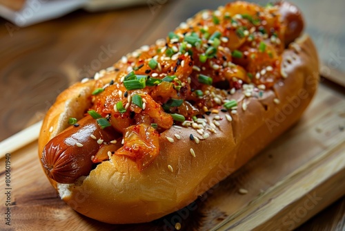 A kimchi hot dog (Korea)