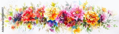 Longlasting flowers endure the summer, watercolor painting on a white background photo