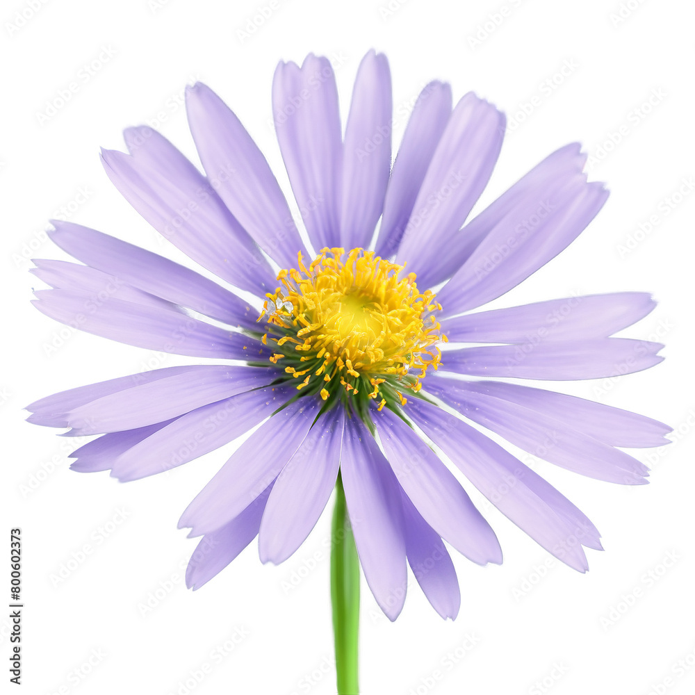 Purple aster thin petals radiating from yellow center slight curve at tips Symphyotrichum novae angliae