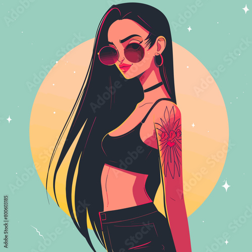 A woman with long hair