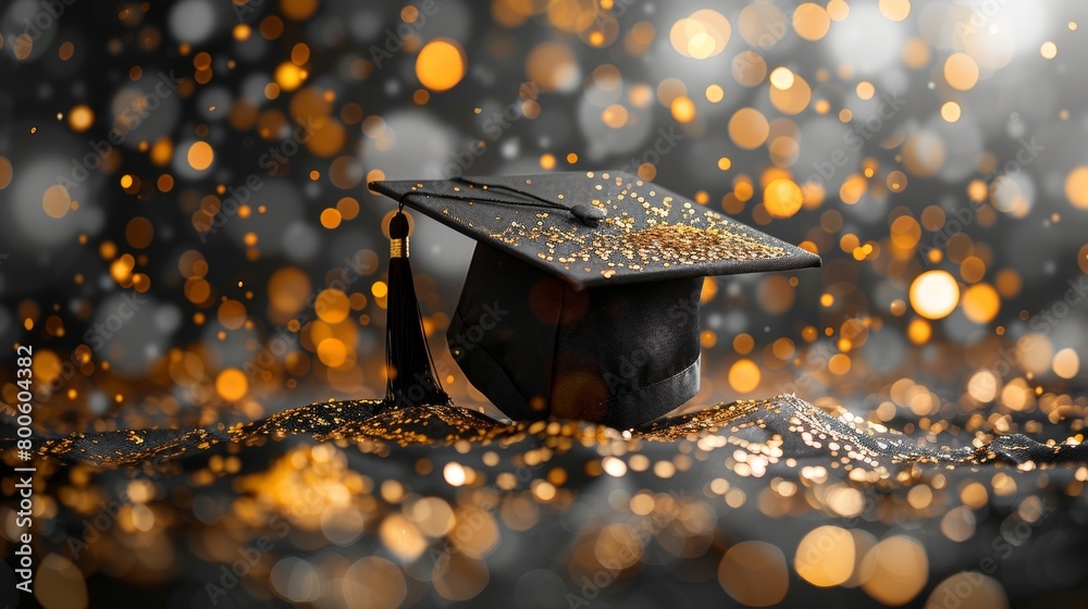 Graduates Gold Graphics Gratification graduates with graduation cap, black and gold color ...