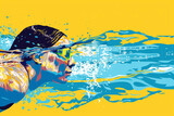 Illustration, swimmer, freedive