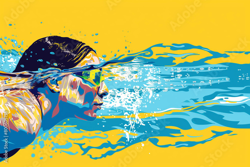 Illustration, swimmer, freedive photo