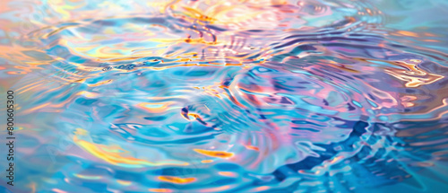 drops falling on the water in a multicolor lagoon, peace and relax concept