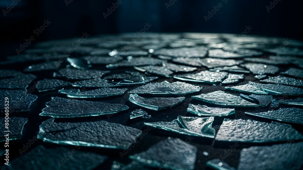 close-up of shattered glass on the ground close-up of shattered glass on the ground