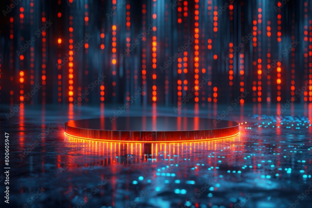 3d rendering glossy podium in the dark room with neon lights 3d rendering glossy podium in the dark room with neon lights