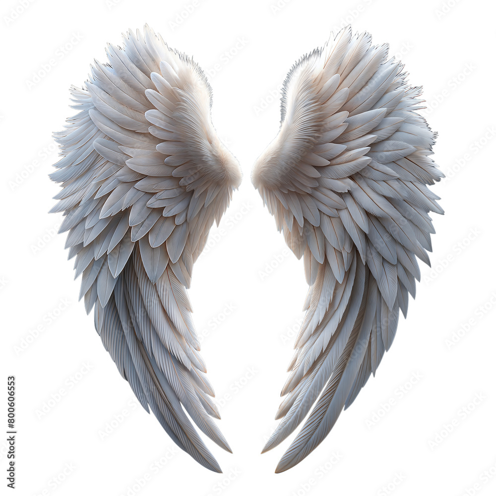 White Angel Wings on Transparent Background