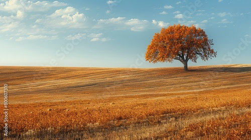 A tree stands in a field of dry grass