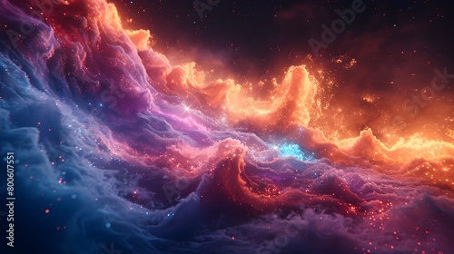 Captivating Cosmic Dance of Supersymmetric Particles in a Vibrant Ethereal Nebula photo