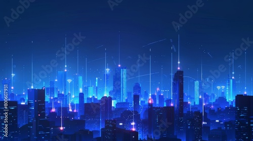 Smart City Wifi and city scape  Network connection concept  Modern City.