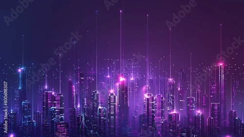 Smart City Wifi and city scape  Network connection concept  Modern City.