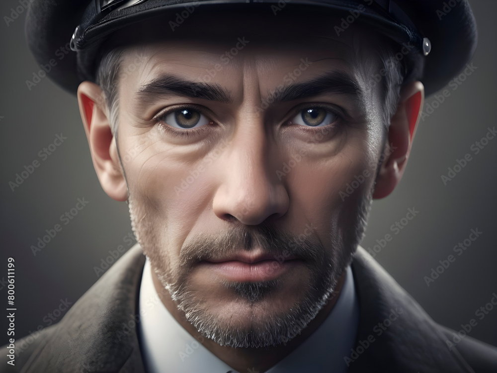 A striking portrait capturing a man lost in introspection, his expression a tableau of depth and curiosity