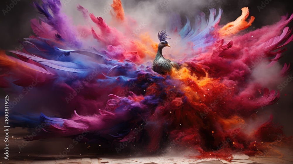Fototapeta premium a image mystical ethereal bird melting dripping swirling sublimating exploding into colorful smoke