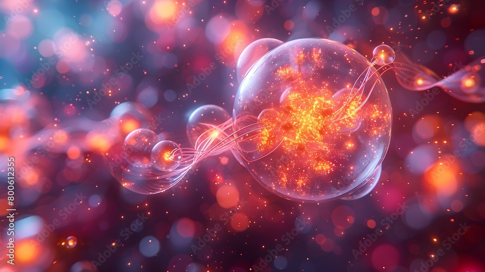 Mesmerizing Close-Up of a Deuteron Particle Combining Traditional Art and Futuristic 3D Rendering